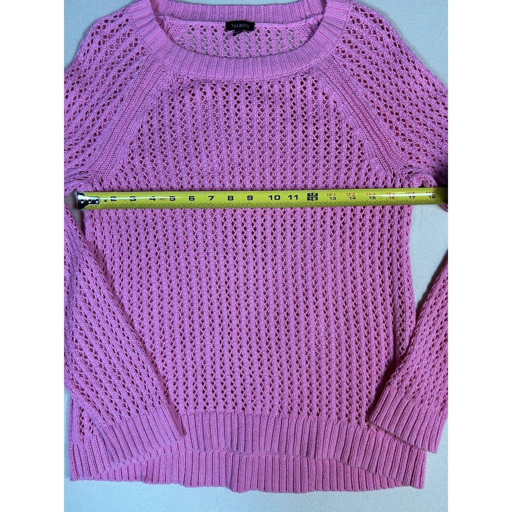 Talbots Knit Sweater Women Size M Pink 100% Cotton High Low - Picture 6 of 7